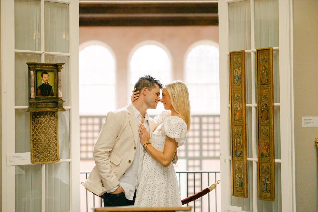 New York engagement photos at the Hyde Collection Art Museum