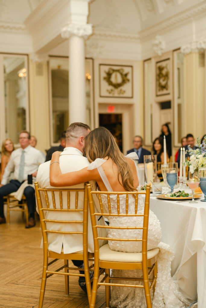 bride and groom at canfield casino, Saratoga springs NY